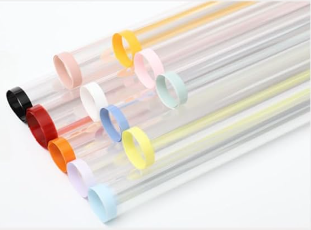 Clear flower wrapping paper with color edge border