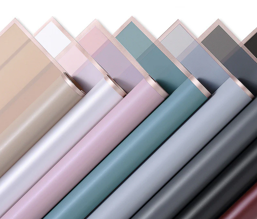 Korean style flower wrapping paper with gold and pastel designs