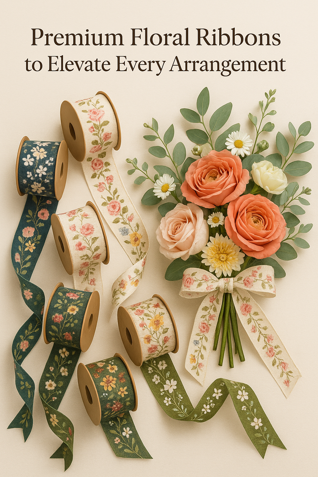 Satin ribbon roll for bouquet wrapping