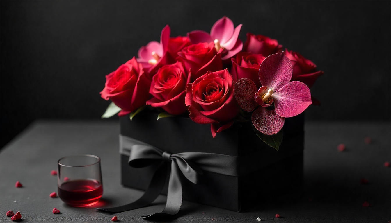 Floral gift bag with luxury bouquet inside