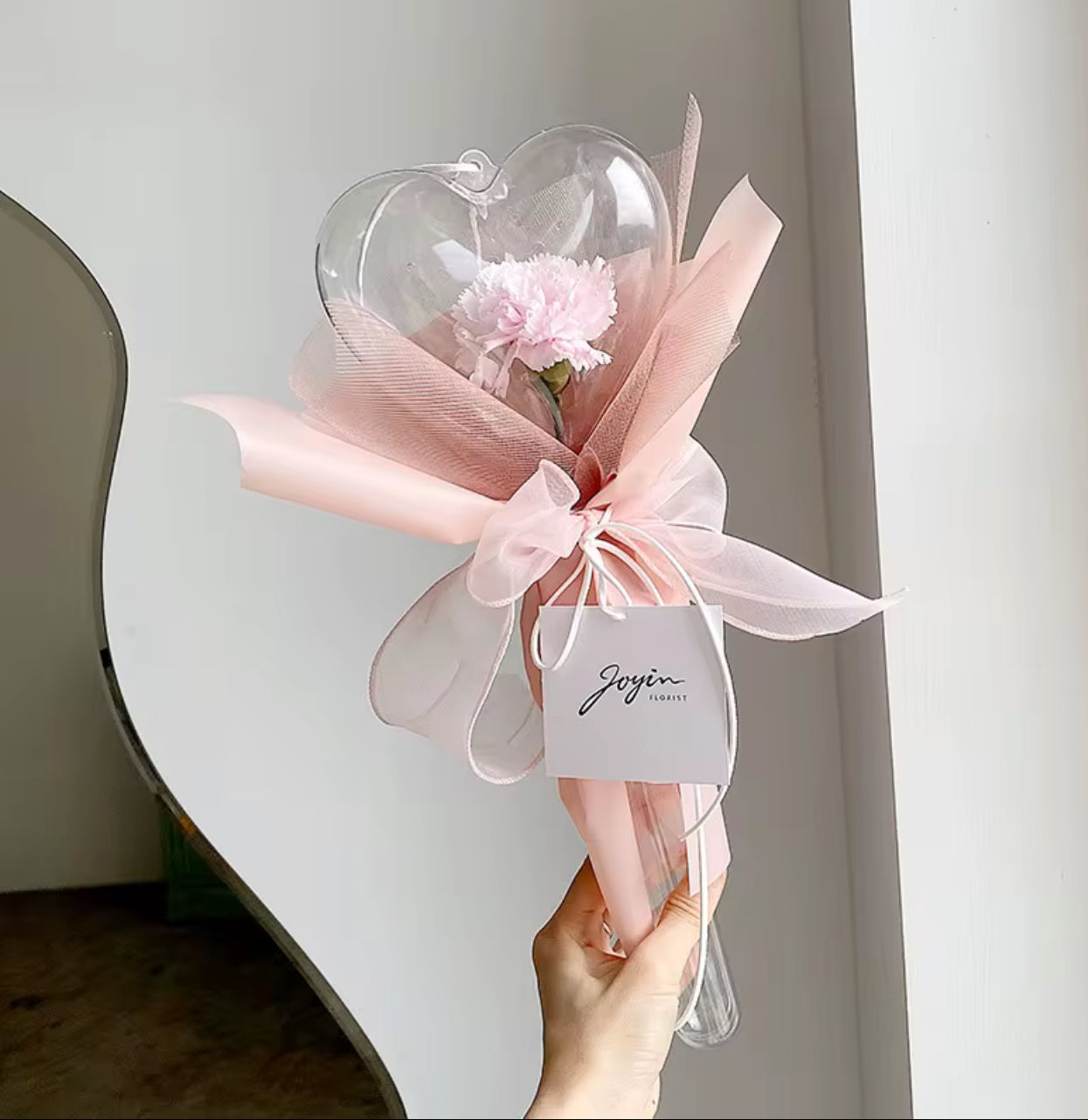 Acrylic heart decoration pick for romantic flower arrangements and gifts
