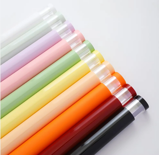 Solid color floral wrapping paper with transparent edge