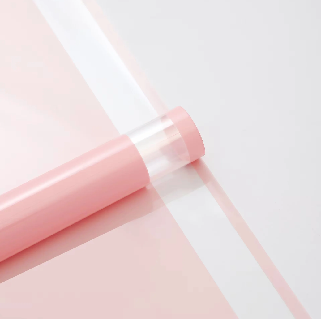 Solid color floral wrapping paper with transparent edge