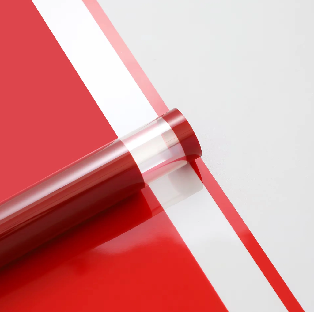 Solid color floral wrapping paper with transparent edge