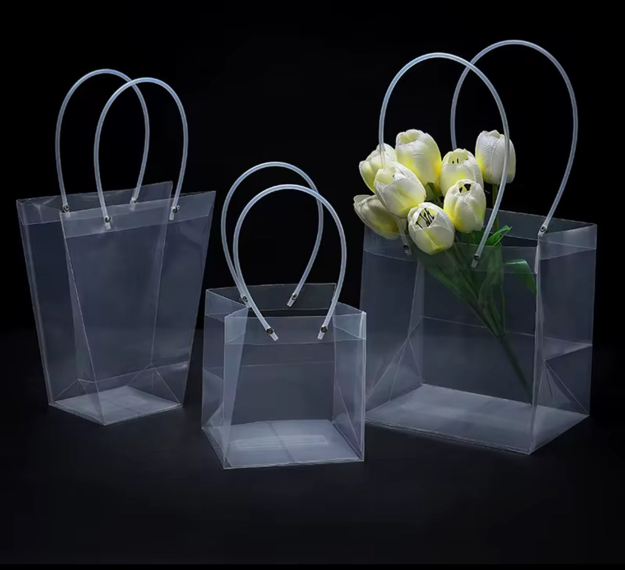 PVC transparent gift bag for flowers and boutique packaging