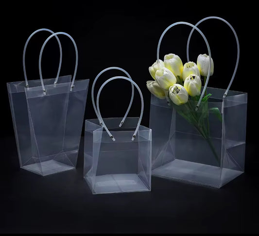 PVC transparent gift bag for flowers and boutique packaging