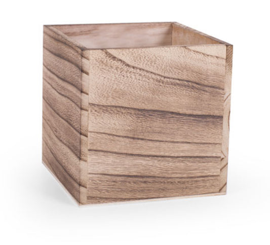 Square wooden vase for rustic floral arrangements