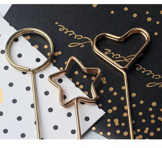 Metal gold picks for floral arrangements, gift wrapping, and event decoration