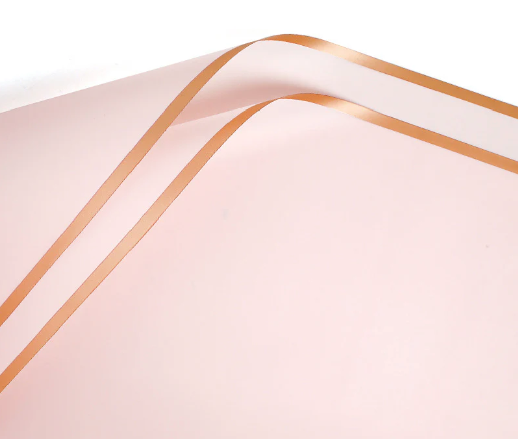 Waterproof flower wrapping paper with elegant gold border
