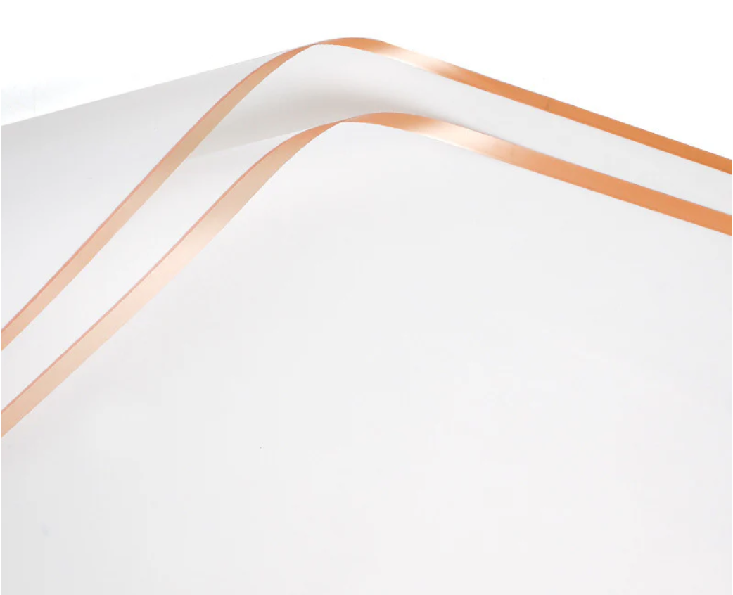 Waterproof flower wrapping paper with elegant gold border